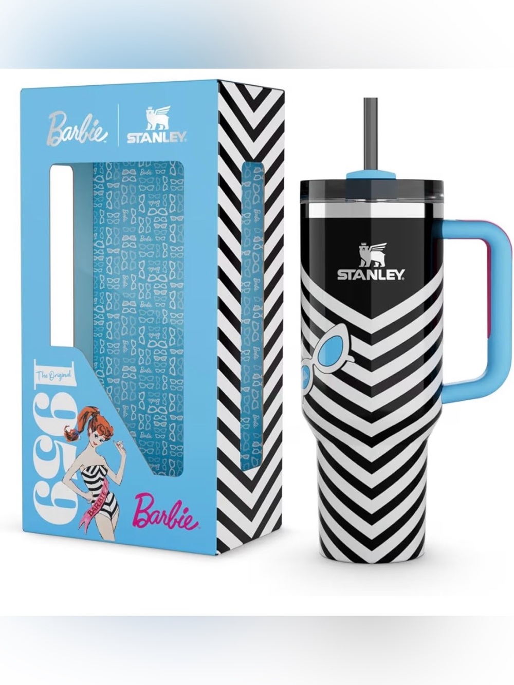 Stanley Barbie 1959 Original Quencher Black and White Chevron (40-ounce) NWT - Picture 1 of 12